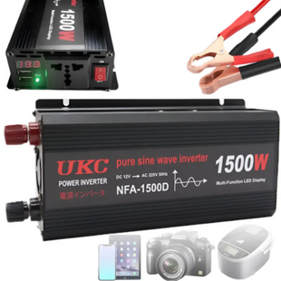 Автомобільний  Інвертор для котла та техніки 1500 Вт, 12&ndash;220 В, 2&times;USB, чистий синус sp4138 фото